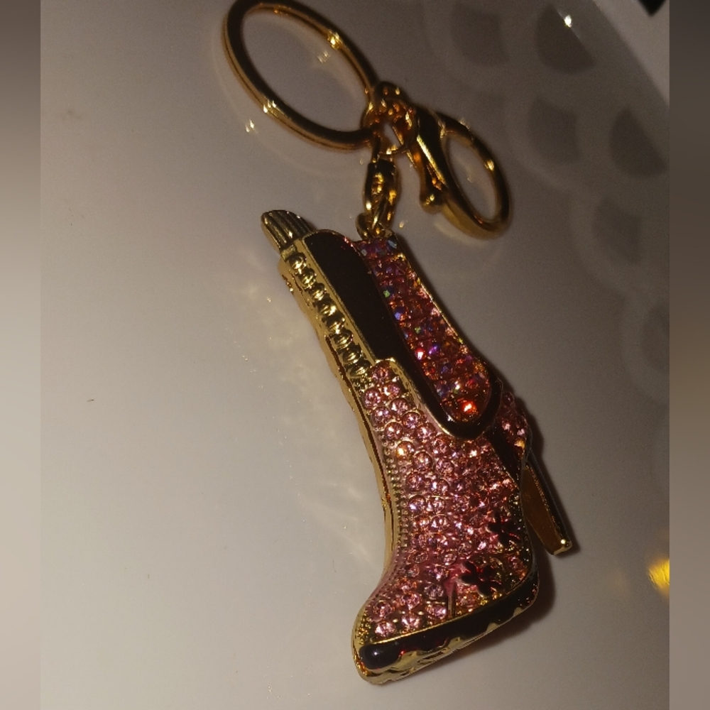 Pink Cowboy Boot Keychain - Picture 2 of 9
